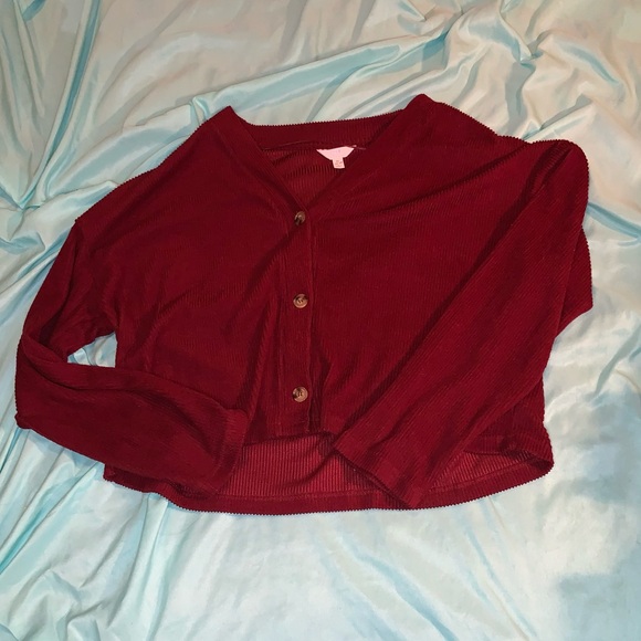 Time and Tru Burgundy Red Co-ord Cardigan and Skirt Set Size XL - Picture 4 of 9